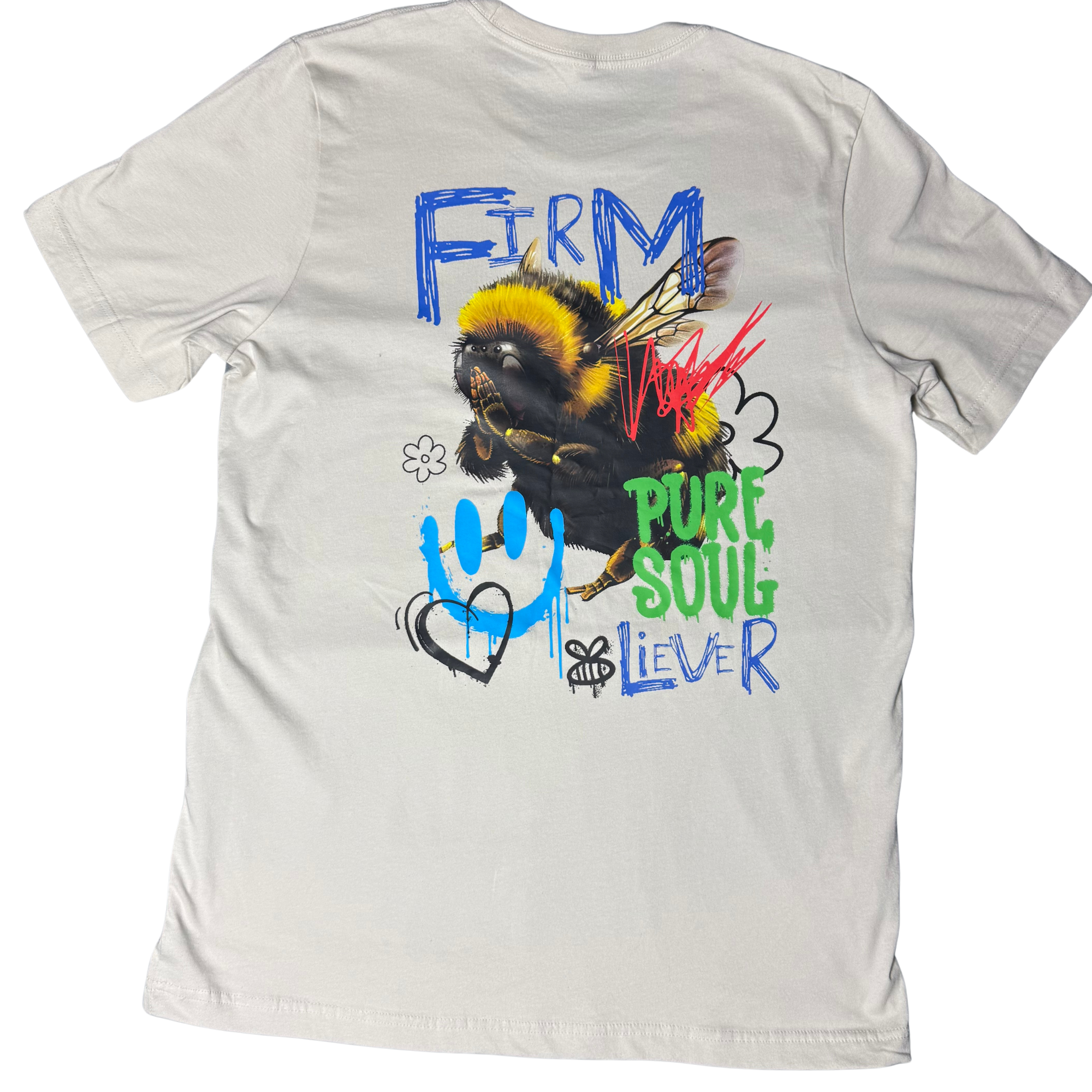 PRAYING BEE GRAFFITI TEE - TAN